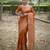 orange solid raw silk blend saree with blouse