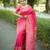 pink solid raw silk blend saree with blouse