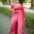 pink solid raw silk blend saree with blouse