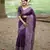 purple solid raw silk blend saree with blouse