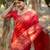 red solid raw silk blend saree with blouse