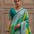 Green solid silk blend saree with blouse
