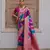 Pink solid silk blend saree with blouse