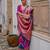 Pink solid silk blend saree with blouse