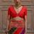 Red solid silk blend saree with blouse