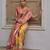 Yellow solid silk blend saree with blouse