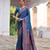 blue solid pashimina silk saree with blouse