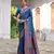 blue solid pashimina silk saree with blouse