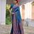 blue solid pashimina silk saree with blouse
