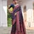navy blue solid pashimina silk saree with blouse