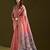 pink solid blended cotton saree with blouse
