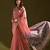 pink solid blended cotton saree with blouse