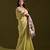 green solid blended cotton saree with blouse