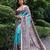blue solid tussar silk saree with blouse