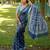 blue solid silk blend saree with blouse