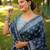 blue solid silk blend saree with blouse