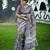 grey solid silk blend saree with blouse