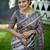 grey solid silk blend saree with blouse