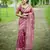 pink solid silk blend saree with blouse