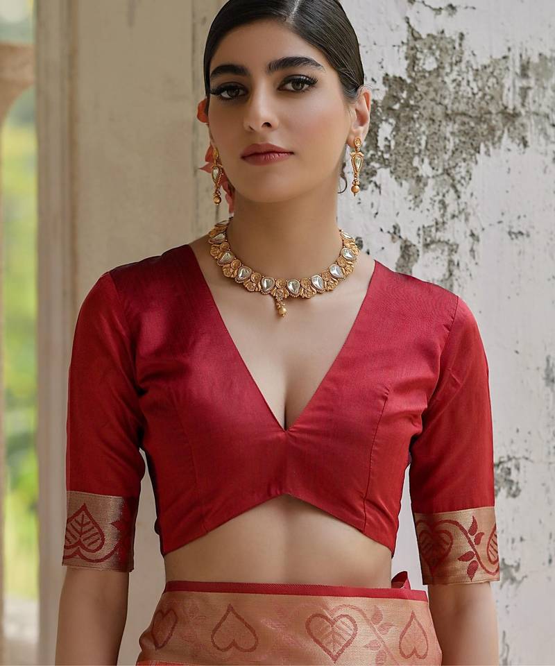 black solid raw silk blend saree with blouse