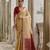 cream solid raw silk blend saree with blouse