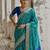 blue solid raw silk blend saree with blouse