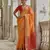 Orange solid raw silk blend saree with blouse