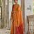 Orange solid raw silk blend saree with blouse