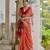 orange solid raw silk blend saree with blouse
