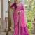 pink solid raw silk blend saree with blouse