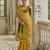 yellow solid raw silk blend saree with blouse