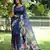 royal blue solid tussar silk saree with blouse