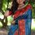 blue solid tussar silk saree with blouse