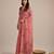 pink solid blended cotton saree with blouse