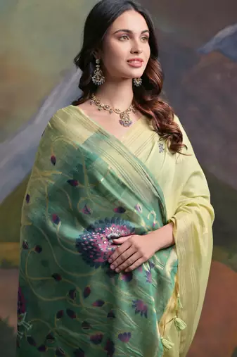 green solid  saree with blouse