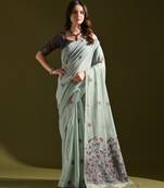 blue solid  saree with blouse