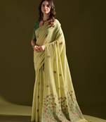 green solid  saree with blouse