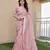 pink solid tussar silk saree with blouse