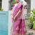 Magenta solid silk blend saree with blouse