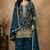 Teal embroidered chinon free size stitched palazzo style salwar suit