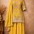 Yellow embroidered chinon free size stitched palazzo style salwar suit