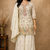 White embroidered chinon free size stitched palazzo style salwar suit
