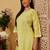 Ada hand embroidered lemon yellow cotton lucknowi chikankari straight kurta