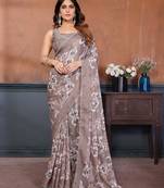 brown mannequin store printed saree
