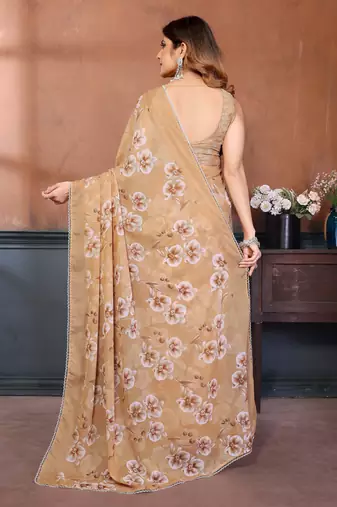 yellow mannequin store printed saree