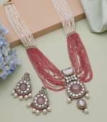 Pink kundan necklace set
