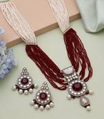 Maroon kundan necklace set
