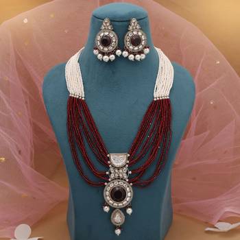 Maroon kundan necklace set 2