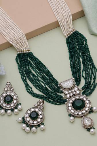 Green kundan necklace set