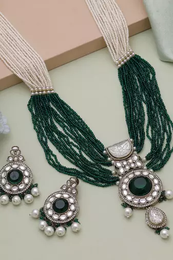 Green kundan necklace set